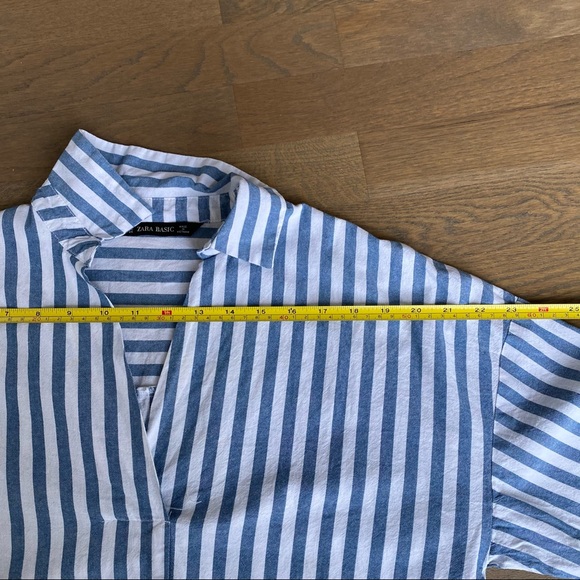 Zara blue and white pinstripe oversized shirt, XS - Picture 7 of 8